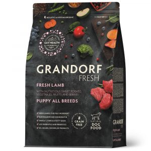 Сухой корм для щенков Grandorf Fresh, беззерновой с живыми пробиотиками, свежее мясо ягнёнка с бататом 1 кг