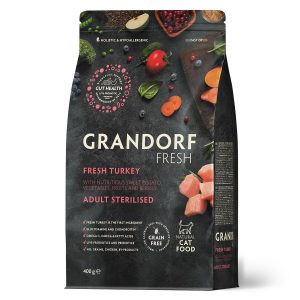 Сухой корм для стерилизованных кошек Grandorf Fresh из свежего мяса индейки с бататом 0,4 кг