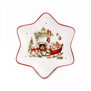 Блюдо Decor de table Рождественский винтаж звезда фарфоровое белое 21 см