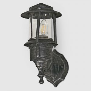 Садовый светильник Amber Lamp настенный серебряный с черным (8052)