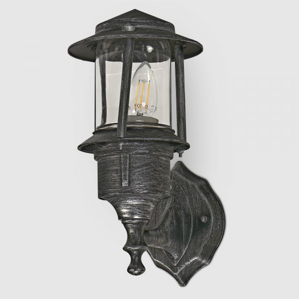 Садовый светильник Amber Lamp настенный серебряный с черным (8052)