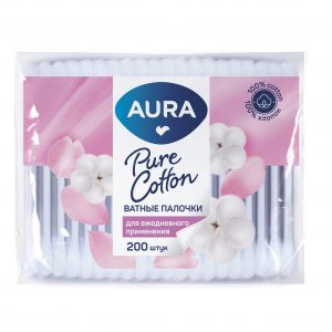 Ватные палочки AURA  200шт  пакет