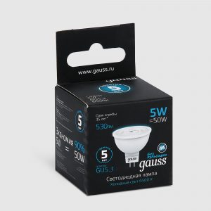 Лампа светодиодная Gauss MR16 5W 530LM 6500K GU5.3
